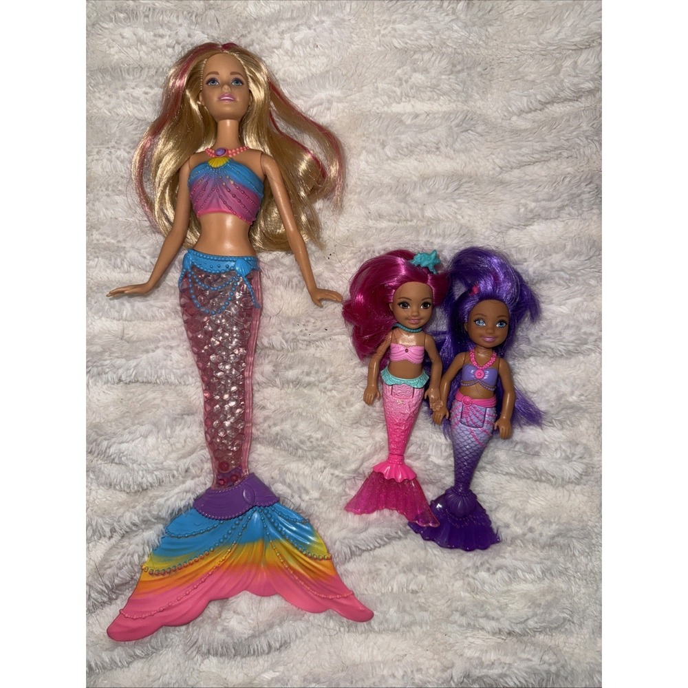 Barbie Dreamtopia Rainbow Lights‎ Mermaid Doll Lights up & 2 Little Mermaids